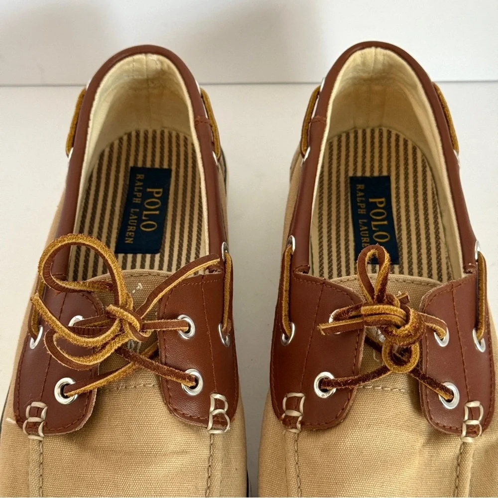 Polo Ralph Lauren Rylander Boat Leather Canvas Shoes | Size 9 D